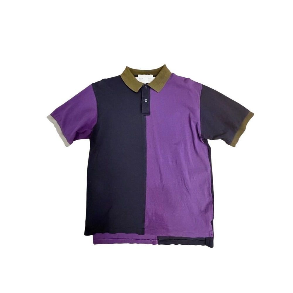 Vintage Izod Club Purple and Black Colorblock Polo Men's Large Bloke Indie 90s